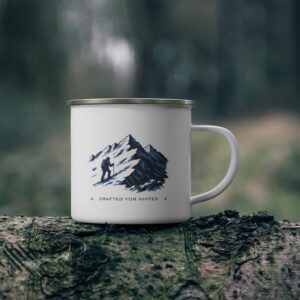 Mountain enamel camping mug, 12 oz, deep-indigo mountain print